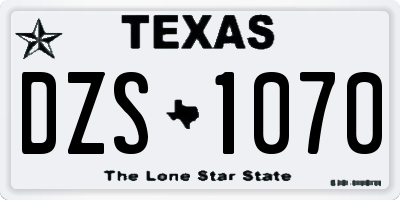 TX license plate DZS1070