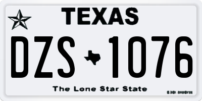 TX license plate DZS1076