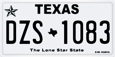 TX license plate DZS1083