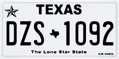 TX license plate DZS1092