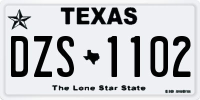 TX license plate DZS1102