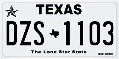 TX license plate DZS1103