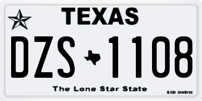 TX license plate DZS1108