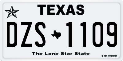 TX license plate DZS1109