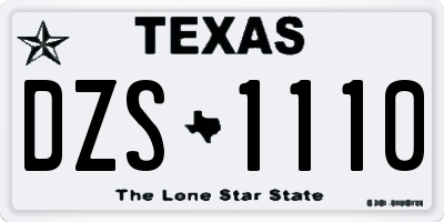 TX license plate DZS1110
