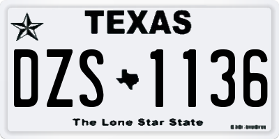 TX license plate DZS1136