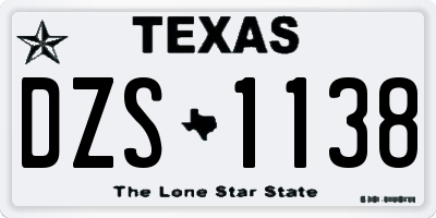 TX license plate DZS1138