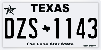 TX license plate DZS1143