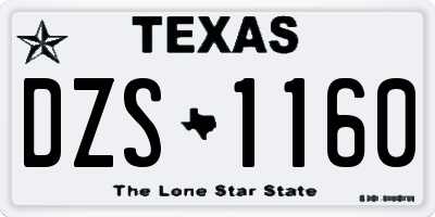 TX license plate DZS1160