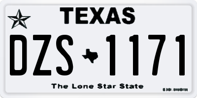 TX license plate DZS1171