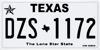 TX license plate DZS1172