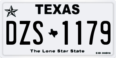 TX license plate DZS1179