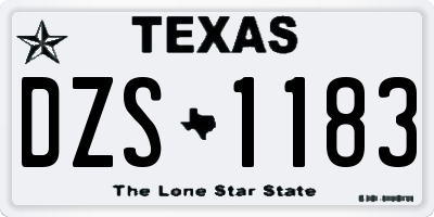 TX license plate DZS1183