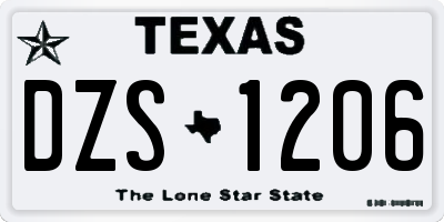 TX license plate DZS1206