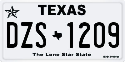 TX license plate DZS1209