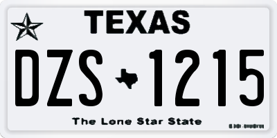 TX license plate DZS1215