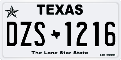 TX license plate DZS1216