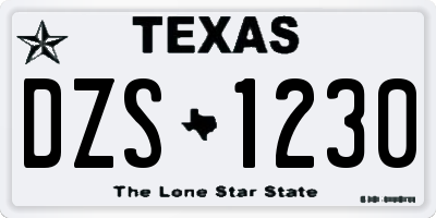 TX license plate DZS1230