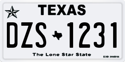 TX license plate DZS1231