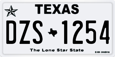 TX license plate DZS1254