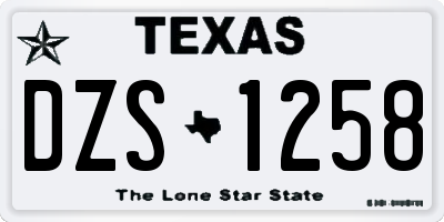 TX license plate DZS1258