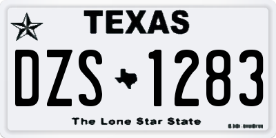 TX license plate DZS1283