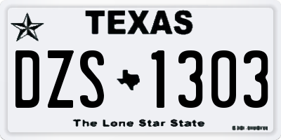 TX license plate DZS1303