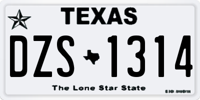 TX license plate DZS1314