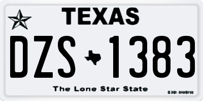 TX license plate DZS1383