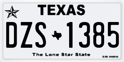 TX license plate DZS1385