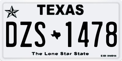 TX license plate DZS1478