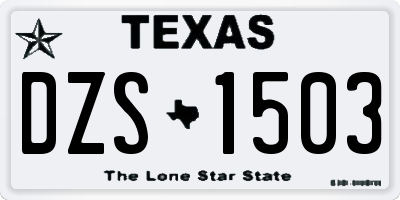 TX license plate DZS1503