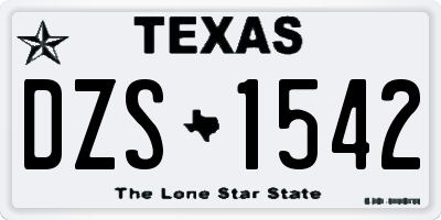 TX license plate DZS1542