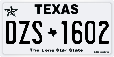 TX license plate DZS1602