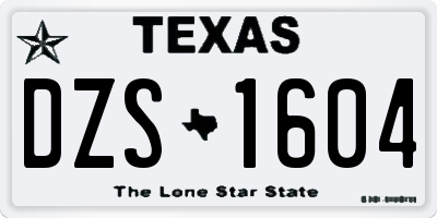 TX license plate DZS1604