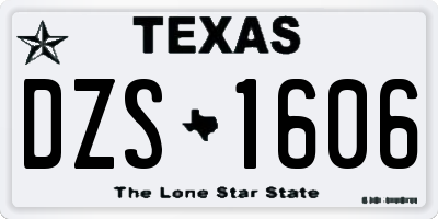 TX license plate DZS1606