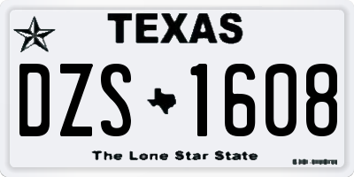 TX license plate DZS1608