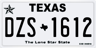 TX license plate DZS1612