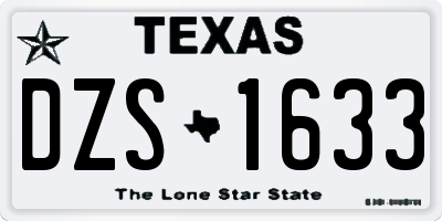 TX license plate DZS1633