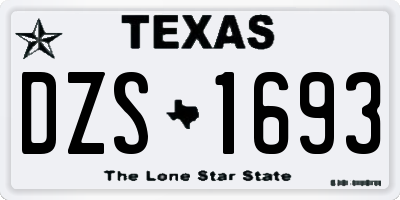 TX license plate DZS1693
