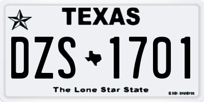 TX license plate DZS1701