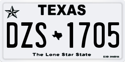 TX license plate DZS1705