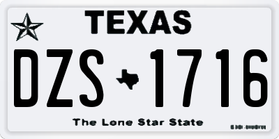 TX license plate DZS1716