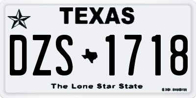 TX license plate DZS1718