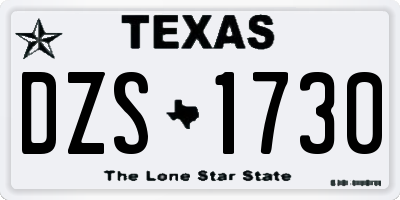 TX license plate DZS1730