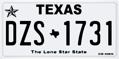 TX license plate DZS1731