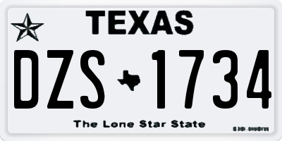 TX license plate DZS1734