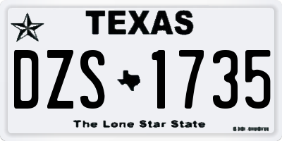 TX license plate DZS1735