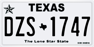 TX license plate DZS1747
