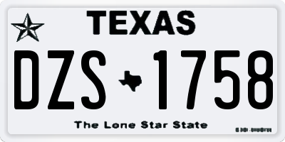 TX license plate DZS1758